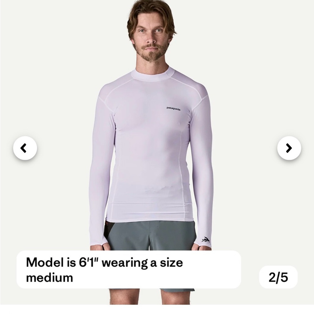 Patagonia Men's Long-Sleeved RO White Swim Rash Guard Top